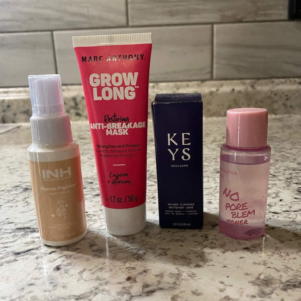 Bundle of travel/trial size hair and facial products from ipsy